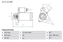 ROZRUSZNIK AUDI 2,7-3,0TDI 04- 12V 2,2KW PG12.3. 0 986 022 450          BX