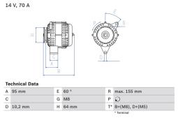 ALTERNATOR /BOSCH PROGRAM BX/ PG12.4. 0 986 038 730          BX