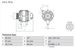ALTERNATOR OPEL ASTRA G 1,7DTI 00- /70A//BOSCH PROGRAM BX/ PG12.4. 0 986 043 101          BX