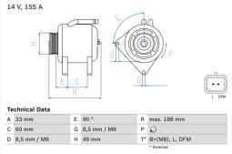 ALTERNATOR PG12.4. 0 986 049 450          BX