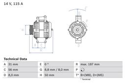ALTERNATOR /BOSCH PROGRAM BX/ PG12.4. 0 986 043 660          BX