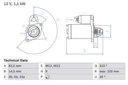 ROZRUSZNIK AUDI A4 1,6-2,0 94- /1,1KW/ PG12.3. 0 986 016 330          BX
