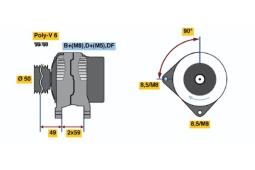 ALTERNATOR AUDI 1,6-1,9TDI 91-00 14V 120A /80,A4,A6/ PG12.4. 0 986 039 520          BX