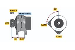 ALTERNATOR AUDI A4 1.9TDI /90A/ /BOSCH PROGRAM BX/ PG12.4. 0 986 042 020          BX