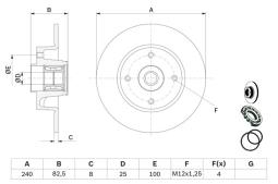 TARCZA HAM./TYŁ/ RENAULT CLIO 02- @240X 8 /Z ŁOŻYSKIEM!!!/ PG 1.2. 0 986 479 278