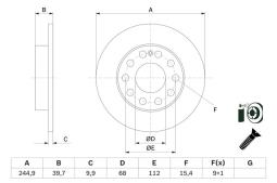 TARCZA HAM./TYŁ/ AUDI A4 97- 1,8T-2,5TDI@245X10 PG 1.2. 0 986 478 986