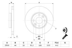 TARCZA HAM./PRZ/ NISSAN MICRA 03- @260X2 PG 1.2. 0 986 479 B73