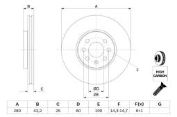 TARCZA HAM./PRZ/ OPEL MERIVA 1,3-1,8 03- PG 1.2. 0 986 479 B68