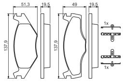 KLOCKI HAM./PRZ/ VW GOLF II 19,7mm PG 1.1. 0 986 468 873