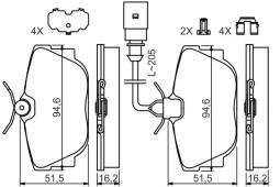 KLOCKI HAM./TYŁ/ VW T4 2,5 99- /Z CZUJNI PG 1.1 0 986 494 619