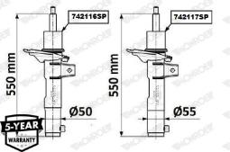 AMORT./PRZ/ SKODA OCTAVIA 12-, VW GOLF 12- 55MM /OESPECTRUM/ OE-SPECTRUM A742117SP