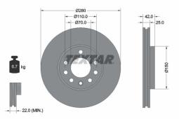 TARCZA HAM./PRZ/ OPEL ASTRA II @280X25 18-2,0 16 TEXTAR 92091900