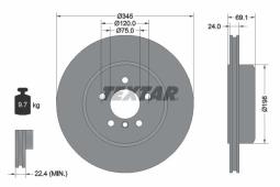 TARCZA HAM./TYŁ/ BMW 5 F10 10- @345X24 TEXTAR 92253903
