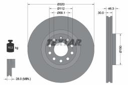 TARCZA HAM./PRZ/ AUDI A4/A6/ALLROAD 00- 321X30 TEXTAR 92106705