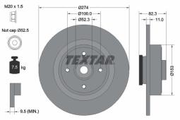 TARCZA HAM./TYŁ/ RENAULT MEGANE,SCENIC 196- 10/2003 @274X11.0 /Z PIEŚCIENIEM ABS/ TEXTAR 92141403