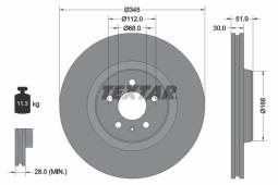 TARCZA HAM./PRZ/ AUDI A6 2,0-3,0TDI 10- @345X30 TEXTAR 92229203