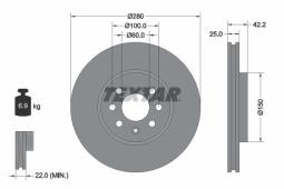 TARCZA HAM./PRZ/ OPEL MERIVA 1,3-1,8 03- @280X25 TEXTAR 92124603
