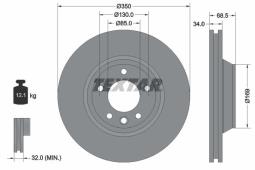 TARCZA HAM./PRZ/ VW TOUAREG 4.2-6.0 03- 350X34 TEXTAR 92121705