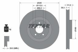 TARCZA HAM./PRZ/ AUDI A4 1,8-2,0TFSI 08-@345X29,3 TEXTAR 92160203