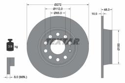 TARCZA HAM./TYŁ/ SKODA SUPERB 1,6-2,0TDI8- @272X9,7 TEXTAR 92224903