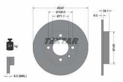 TARCZA HAM./TYŁ/ PEUGEOT 307 @246,5X9 TEXTAR 92111703