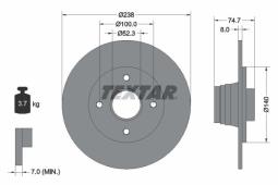 TARCZA HAM./TYŁ/ RENAULT CLIO 90- @238X8 TEXTAR 92081200