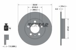 TARCZA HAM./TYŁ/ AUDI A3 @239X9 /5 OTW./ TEXTAR 92105803