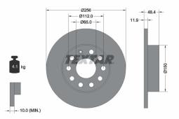 TARCZA HAM./TYŁ/ SKODA OCTAVIA 1,9TDI 04- @256X12 TEXTAR 92121103