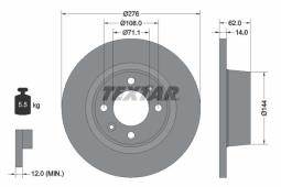 TARCZA HAM./TYŁ/ CITROEN C5 @275X14 TEXTAR 92107900