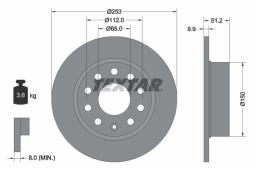 TARCZA HAM./TYŁ/ SKODA OCTAVIA 04- 255X1 TEXTAR 92120903