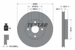 TARCZA HAM./PRZ/ TOYOTA YARIS 1,0-1,5 99 @255X20 TEXTAR 92115603