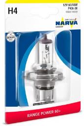 ŻARÓWKA H4 12V  60W/55W /RANGE POWER/+50% /BLISTR/ NAR 488614000