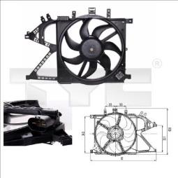 WENTYLATOR CHŁODNICY OPEL CORSA C       1,0-1,6 00- /+AC/ /ZA CHŁODNICĄ/ /Z OBUDOWĄ/ TYC 825-0007