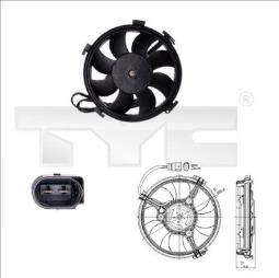 WENTYLATOR CHŁODNICY VW PASSAT 2,3VR6   02-05 /+AC/ 300W 280MM /SILNIK Z WIATRAKIEM/ TYC 837-0016