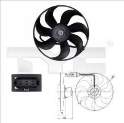 WENTYLATOR CHŁODNICY AUDI,SEAT,SKODA,VW 250/60W 345MM /SILNIK Z WIATRAKIEM/ TYC 837-0003