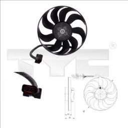 WENTYLATOR CHŁODNICY VW,SEAT,SKODA      220/60W 290MM /SILNIK Z WIATRAKIEM/ TYC 837-0001