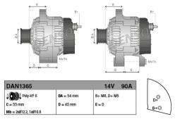 ALTERNATOR A115 14V 90A FCA STILO 01-08 BRAVO II 06- MUSA 04- DENSO DAN1365