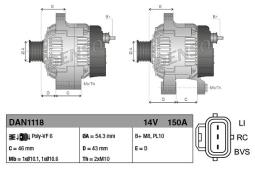 ALTERNATOR SC2 14V 150A FORD C-MAX 07-F OCUS II 04-KUGA I 08- DENSO DAN1118