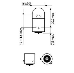 ŻARÓWKA 12V 10W /Z COKOŁEM/ RY10W BAU15S/POMARAŃCZOWA/ PHILIPS PH 12093NACP