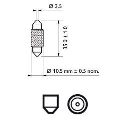 ŻARÓWKA 12V 10W T10,5X38 SV8,5 PHILIPS PH 12854