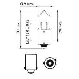 ŻARÓWKA H6W 12V 6W BAX9S                /KPL 2-SZT/ PHILIPS PH 12036B2  /KPL 2-SZT/