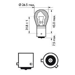 ŻARÓWKA 12V 21W KIER./POMARAŃ./ BAU15SPY21W PHILIPS PH 12496