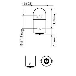 ŻARÓWKA 12V 10W /Z COKOŁEM/ R10WBA15S /2-SZT/ PHILIPS PH 12814  /KPL-2SZT/