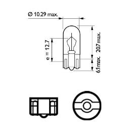 ŻARÓWKA 12V 3W W3W W2,1X9,5D T10 PHILIPS PH 12256