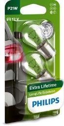 ŻARÓWKA 12V 21W KIER. BA15S P21W        /LONGLIFE ECOVISION/ /KPL-2SZT/ PHILIPS PH 12498LLECOB2  /2SZT/