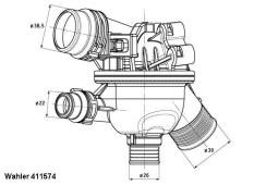 TERMOSTAT BMW 1,6-2,0 07- 102C WAHLER WA411574.102D