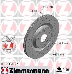 TARCZA HAM./TYŁ/ AUDI A4 07- @330X22.0 // ZIMMERMANN ZM100.3358.52