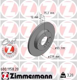 TARCZA HAM./PRZ/ VW @239X12 ZIMMERMANN ZM600.1158.20