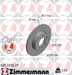 TARCZA HAM./TYŁ/ VW GOLF @239X10 ZM600.3206.20