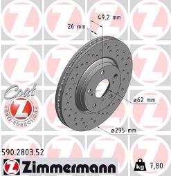 TARCZA HAM./PRZ/ TOYOTA AURIS 2,0 D-4D 0- @295X26 ZIMMERMANN ZM590.2803.52
